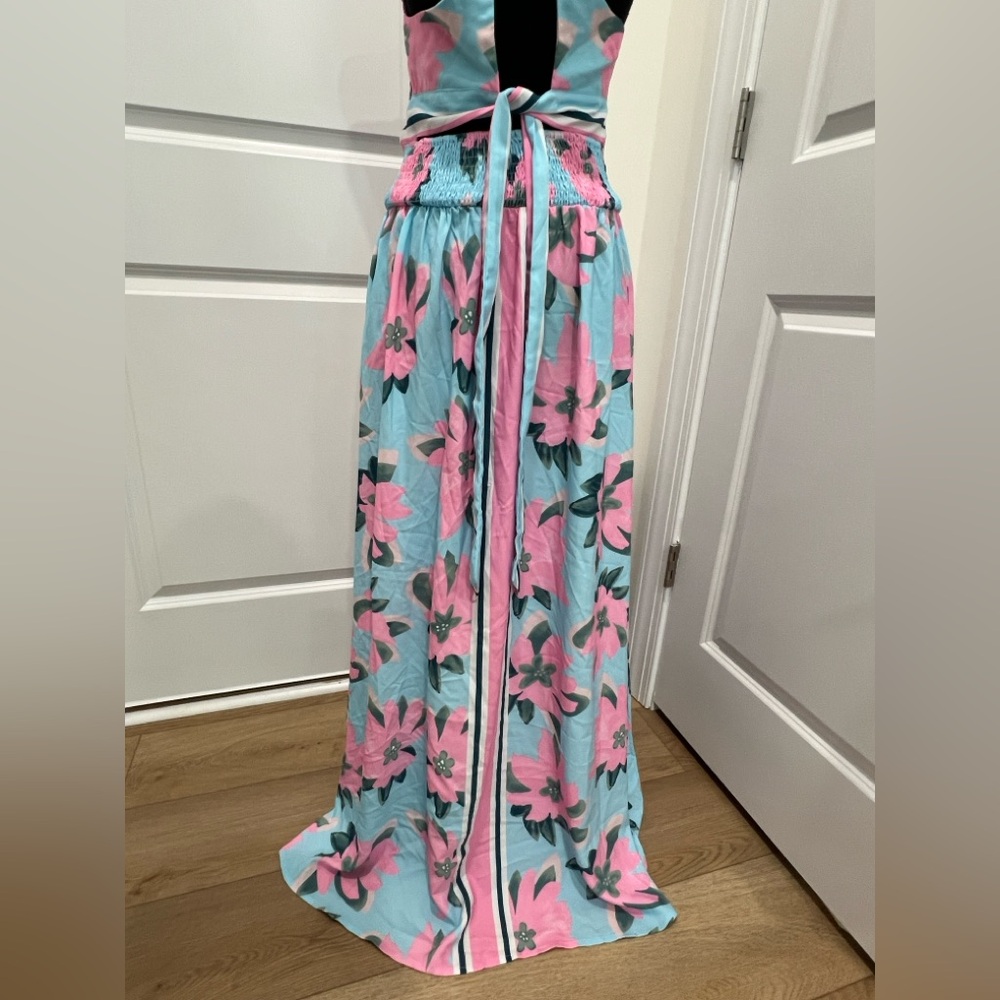 NWT Adore Floral Maxi Backless Dress in Pink and Blue Size Large - Picture 11 of 14